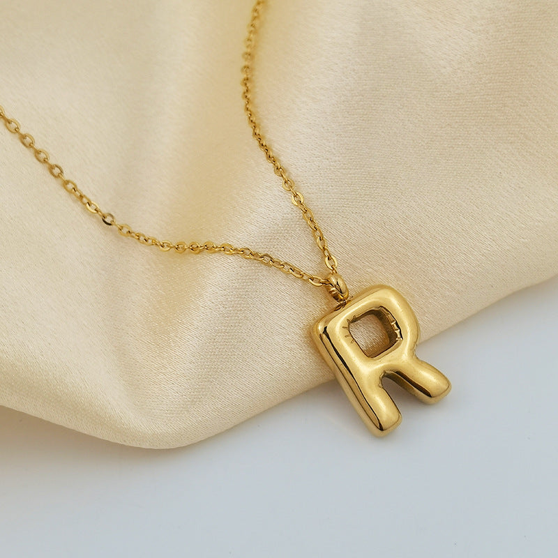 Wholesale 26 Letters 18K Gold Plated Polished Letter Necklaces ACC-NE-GuDi014