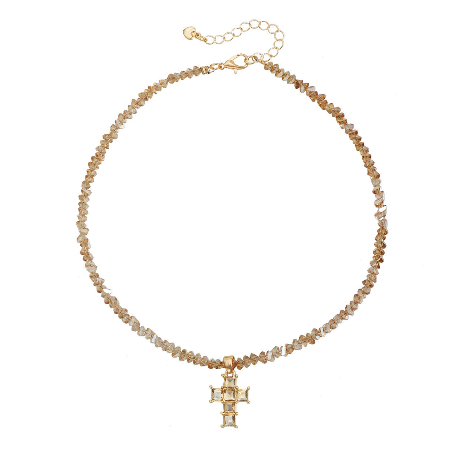 Wholesale Alloy Electroplated Triangle Crystal Inlaid Cross Necklace for Women Stylish Street Style Jewelry Accessory