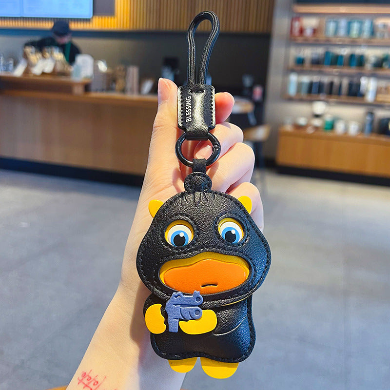 Wholesale Stylish PU Leather Capybara Plush Keychain Cute Car Bag Charm Yellow Boutique Resale
