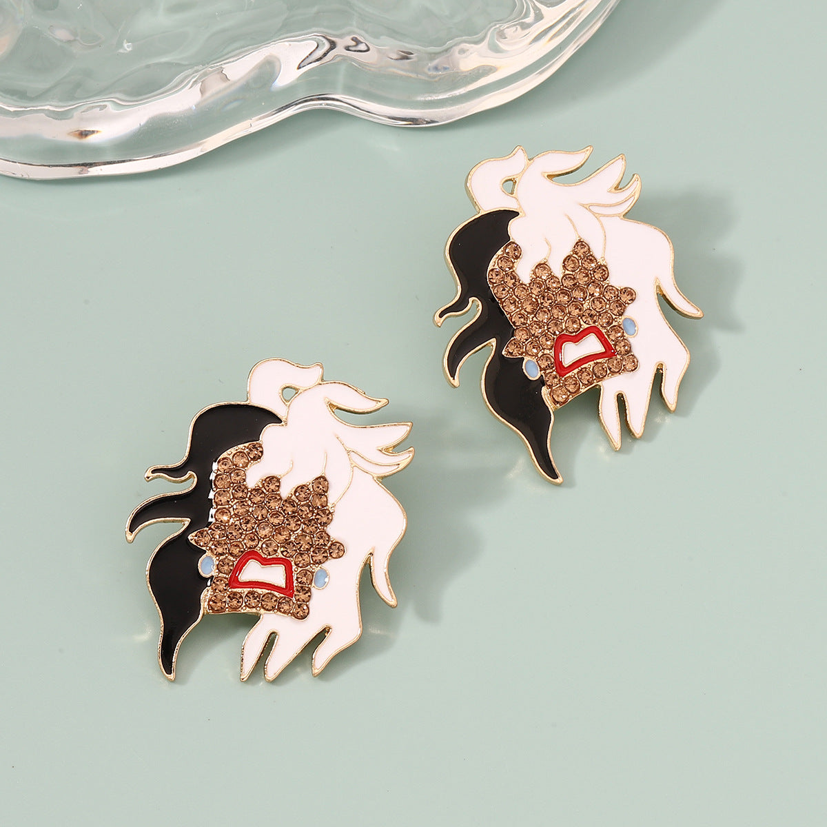 Wholesale Enamel and rhinestone party earrings