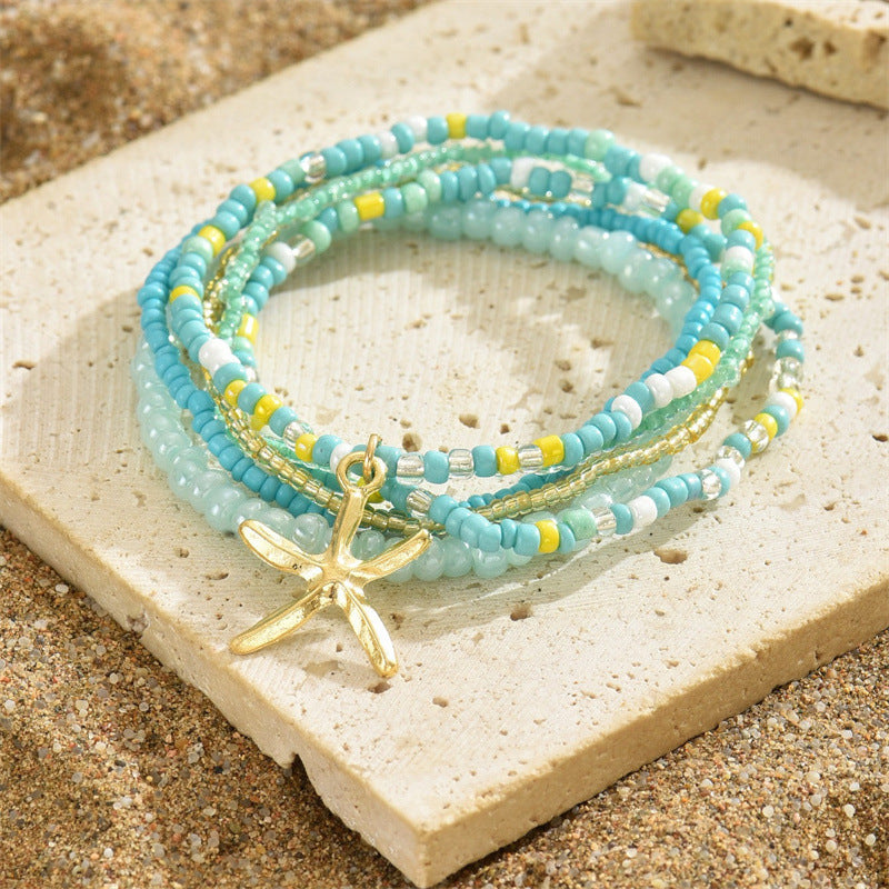 Wholesale Summer Beach Vacation Bohemian Style Shell Rice Bead Anklet