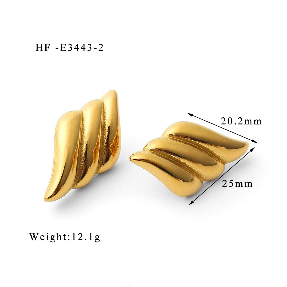 Wholesale Geometric Angel Wings White Black Oil Drop Edged Zircon Earrings Stainless Steel Earrings ACC-ES-ChengBing001