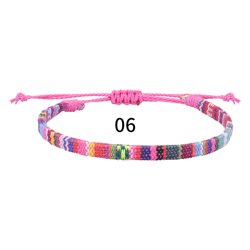 Wholesale Fabric Rainbow Cotton and Linen Woven Bracelets and Ankles ACC-BT-YiYe001