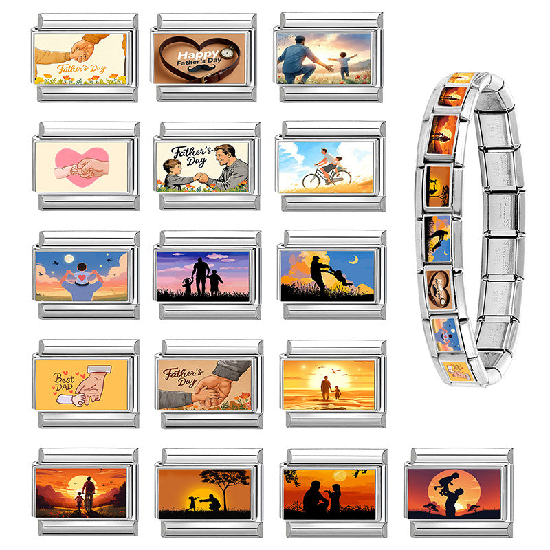 Wholesale Italian-Style DIY Bracelet Kit,  Stainless Steel Printed Modular Jewelry,  Fashion Accessory for Resale