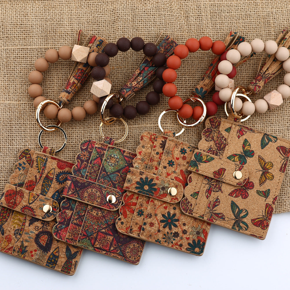 Wholesale 10PCS  Small Wallet Silicone Bead Bracelet Wristlet Keychain