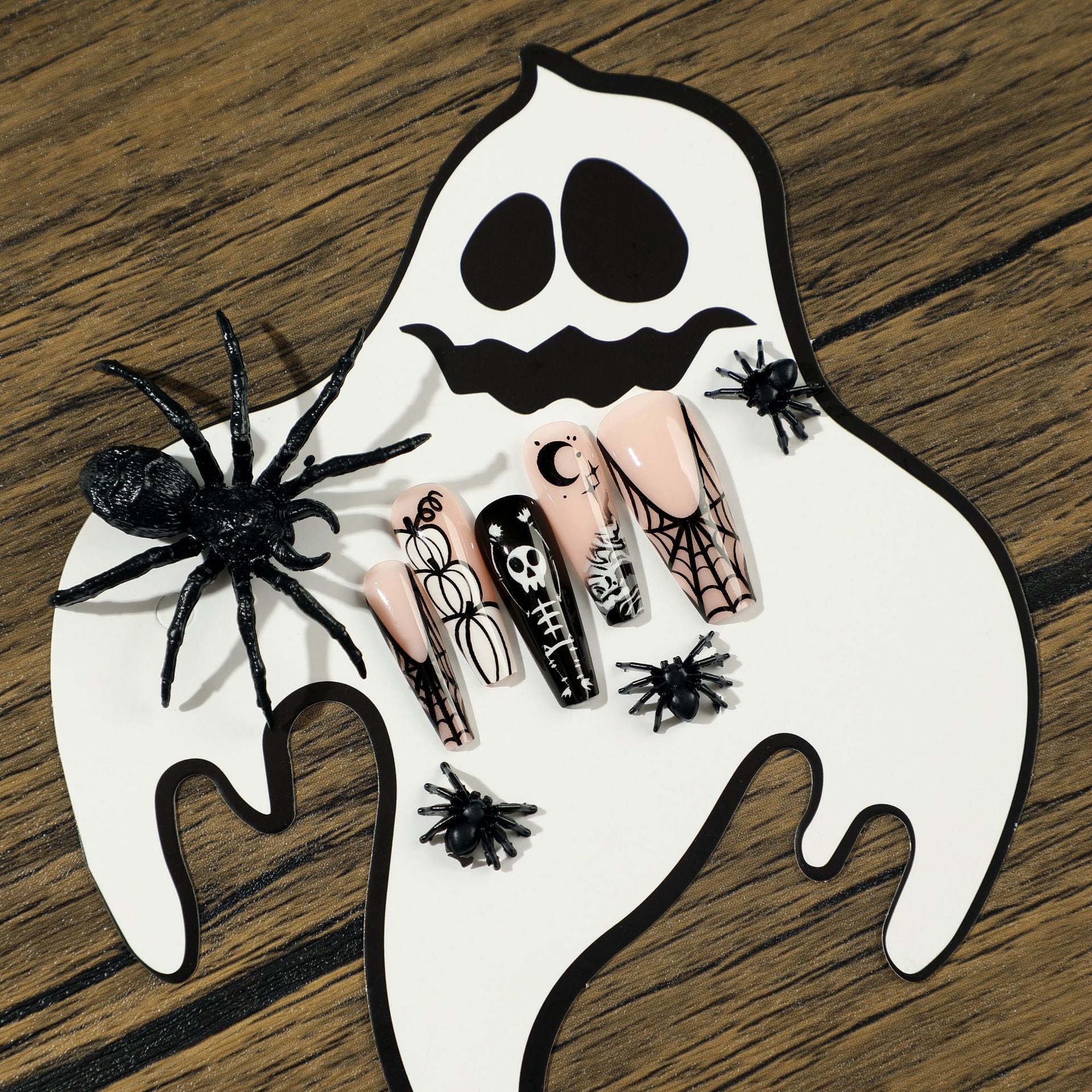 Wholesale 24 Pieces/box Halloween Press-on Nails Kits Nail Stickers ACC-NS-LeFan047