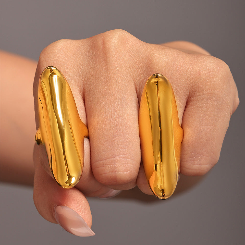 Wholesale Stainless Steel  Irregular Long Texture Fine Polished Open Ring