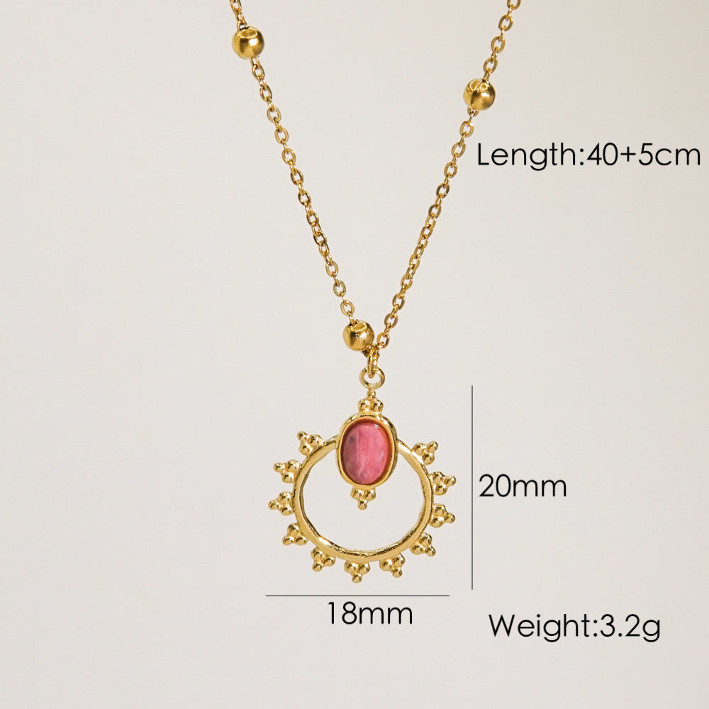 Wholesale  Stainless steel Retro Redstone Series Pendant Necklace