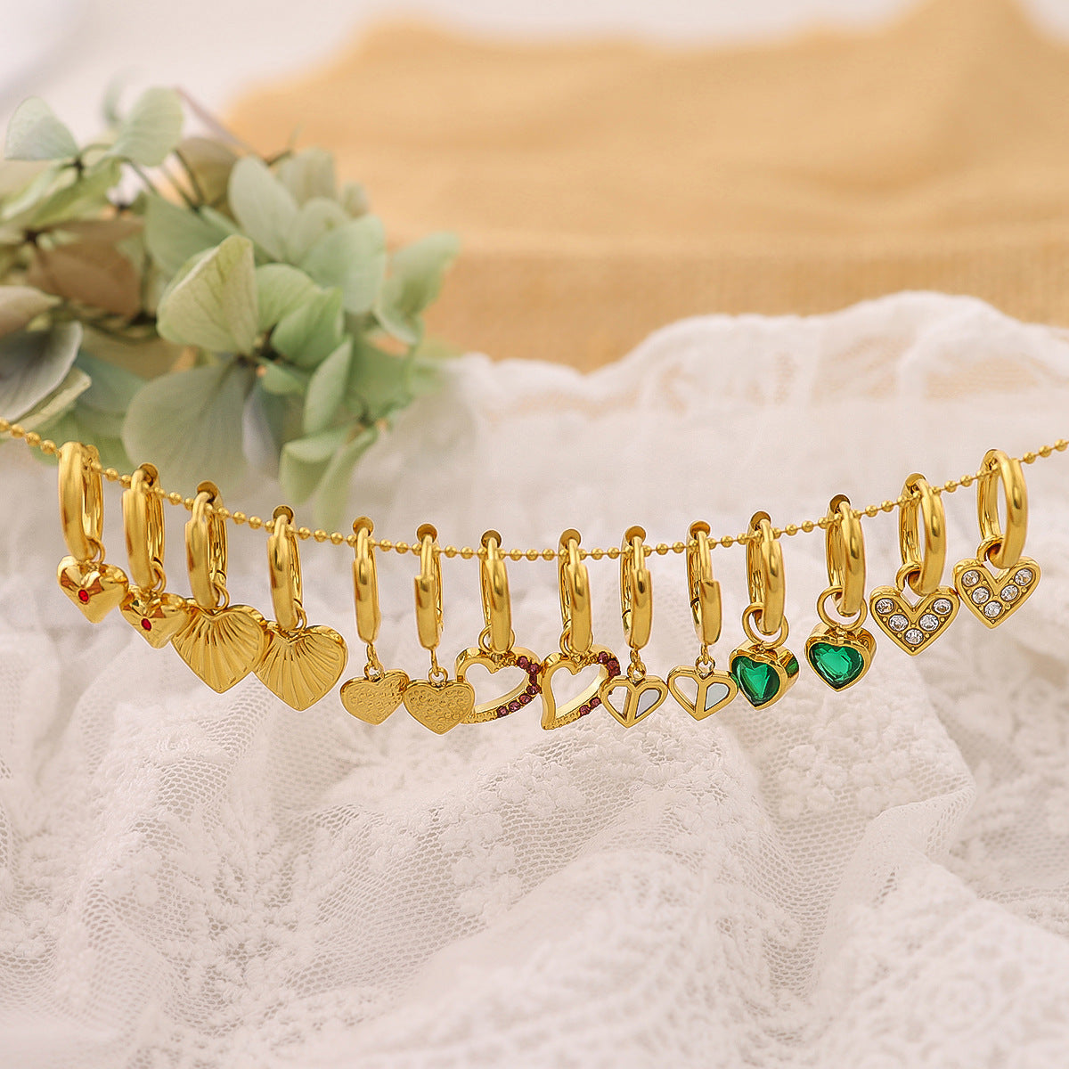 Wholesale Heart Diamond Series Retro Earrings