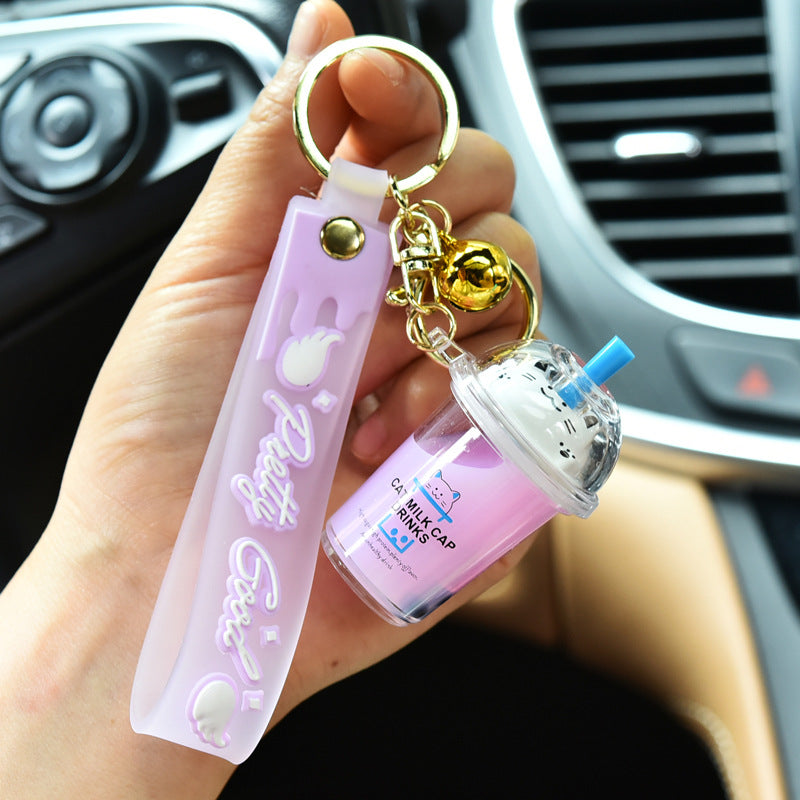 Wholesale Acrylic Oiled Cat Milk Tea Cup Creative Key Chain