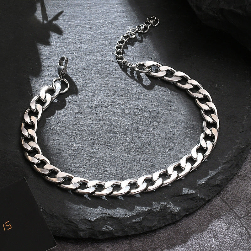 Wholesale Unisex Polished Titanium Steel Cuban Chain Bracelet - Stylish Hip Hop Jewelry Accessory for Everyday Gift