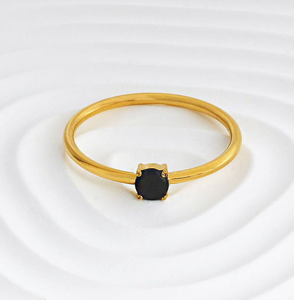 Wholesale 2PCS Titanium steel colored zircon ring