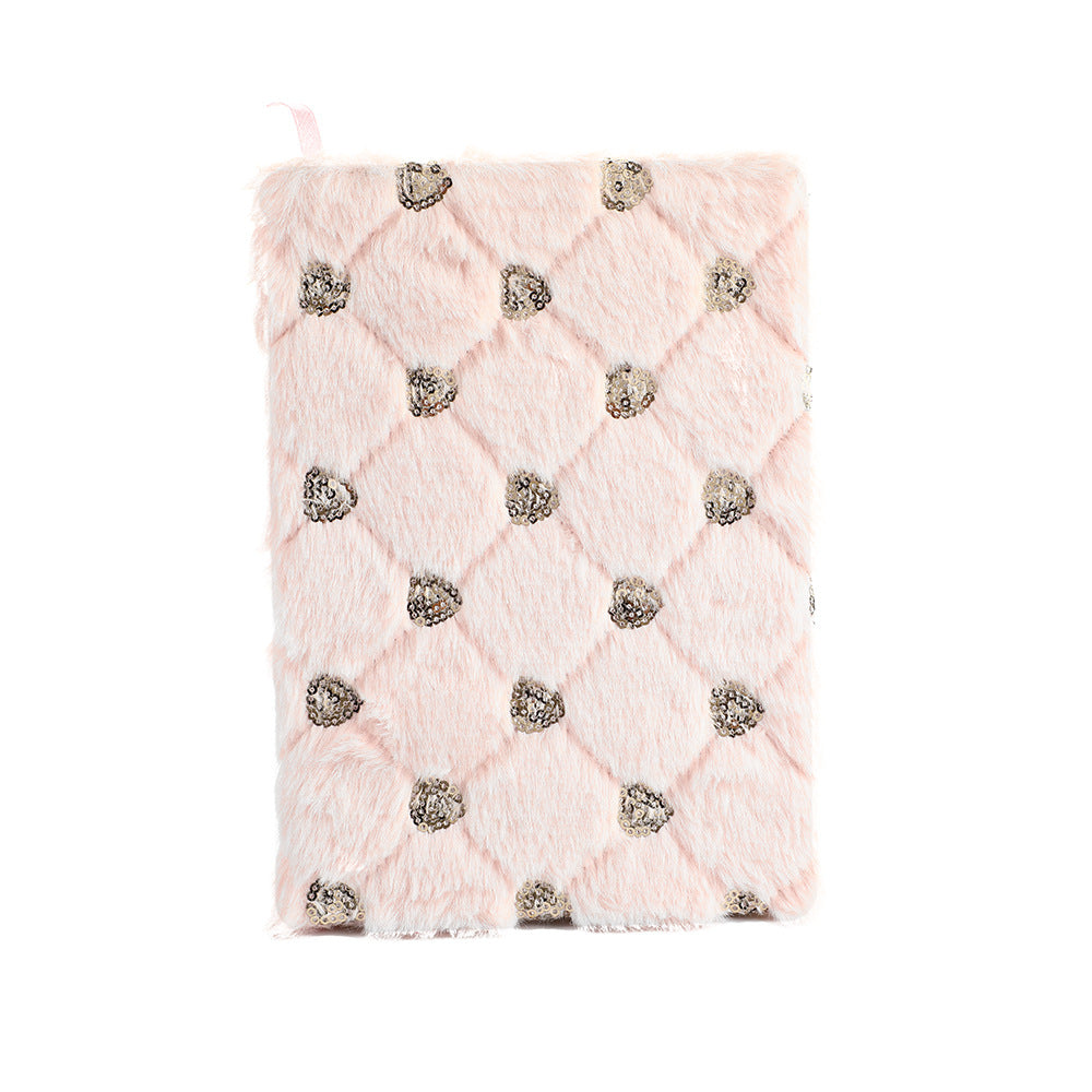 Wholesale Creative Cartoon Plush Embroidery Love Sequin Notepad