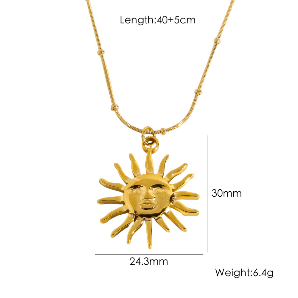 Wholesale Titanium steel  jewelry plated 18K gold fire sunflower love pendant necklace