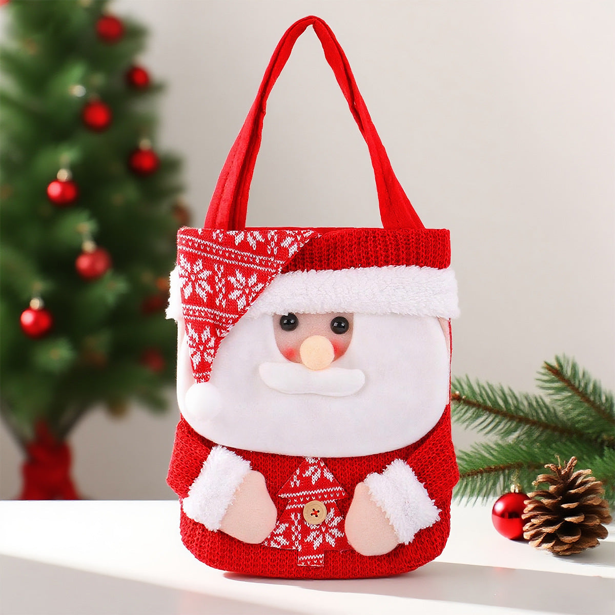 Wholesale Cute cartoon red  snowman old man candy tote bag Christmas decoration
