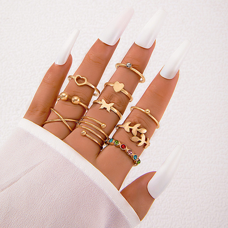 Wholesale Fashion Ring Set Spiral Stacking Black Gemstone Design Alloy Jewelry Accessory for Everyday Wear