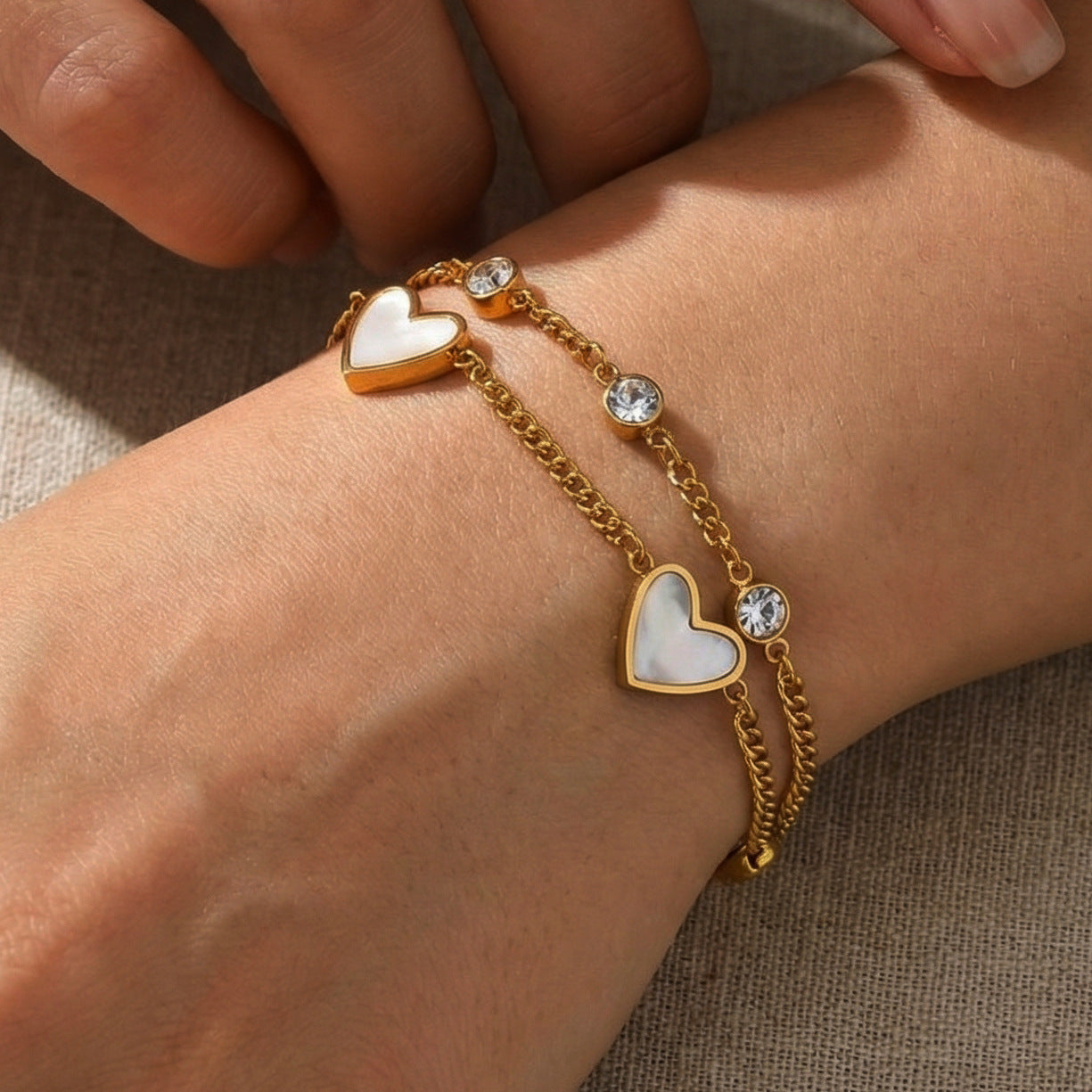 Wholesale Chic Love Zircon Bracelet,  18K Gold Plated Stainless Steel,  Fashion Jewelry Accessory