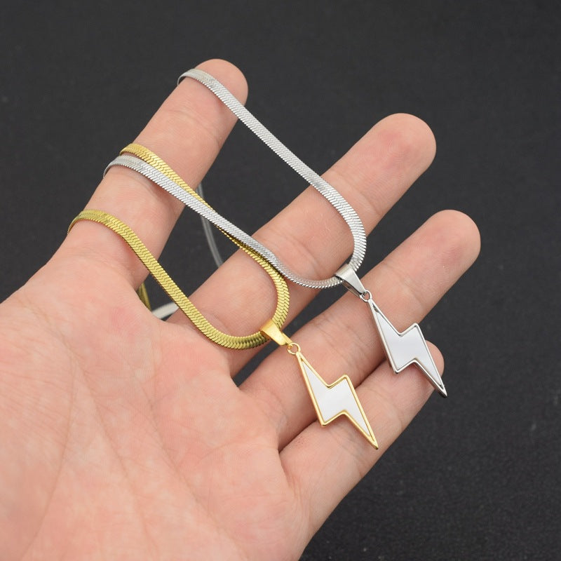 Wholesale Fashion Titanium Steel Lightning Sweater Necklace