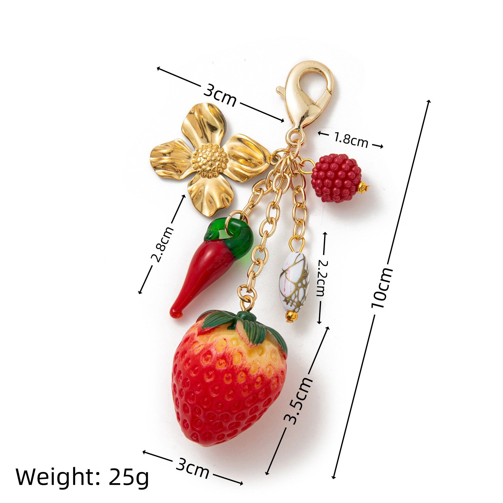 Wholesale Colorful pepper ocean summer love strawberry pendant keychain pendant