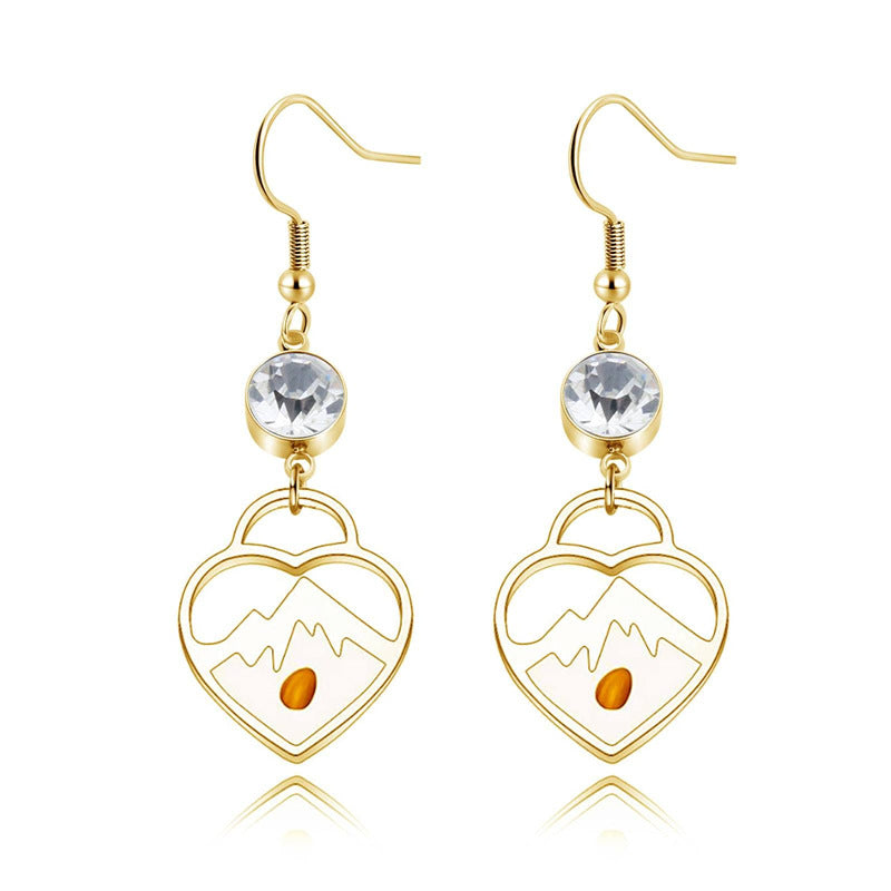Wholesale  Love Lock Mustard Seed Heart Blingbling Earrings