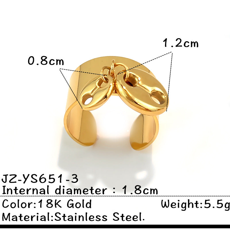 Wholesale Stainless steel starfish shell ring women' s fashion pendant design cross,  titanium steel open ring