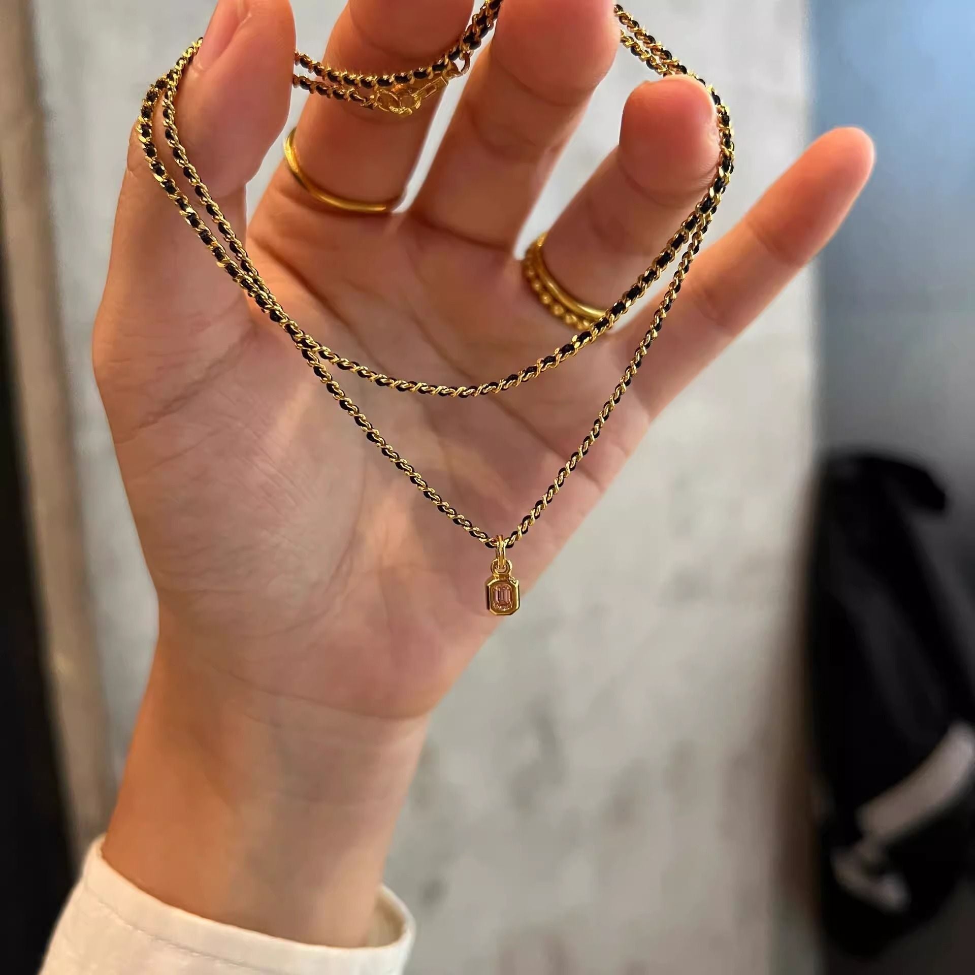 Wholesale Tourmaline  Necklace  Light Luxury Clavicle Chain