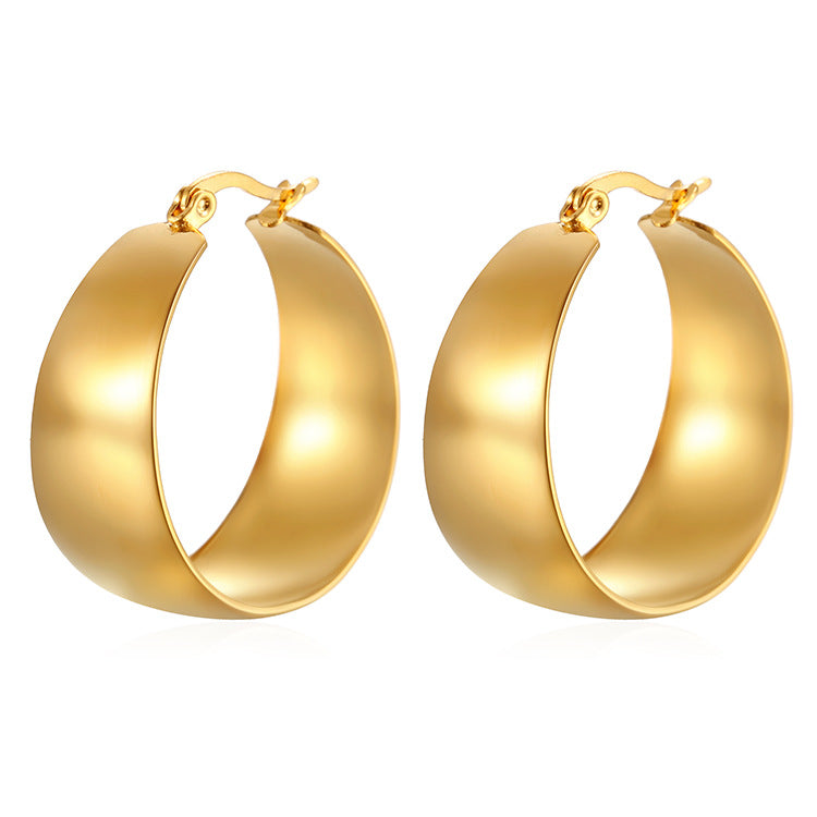 Wholesale Light Luxury Earrings Curved 18K Gold Plated Earrings Stainless Steel Earrings ACC-ES-MuShan002