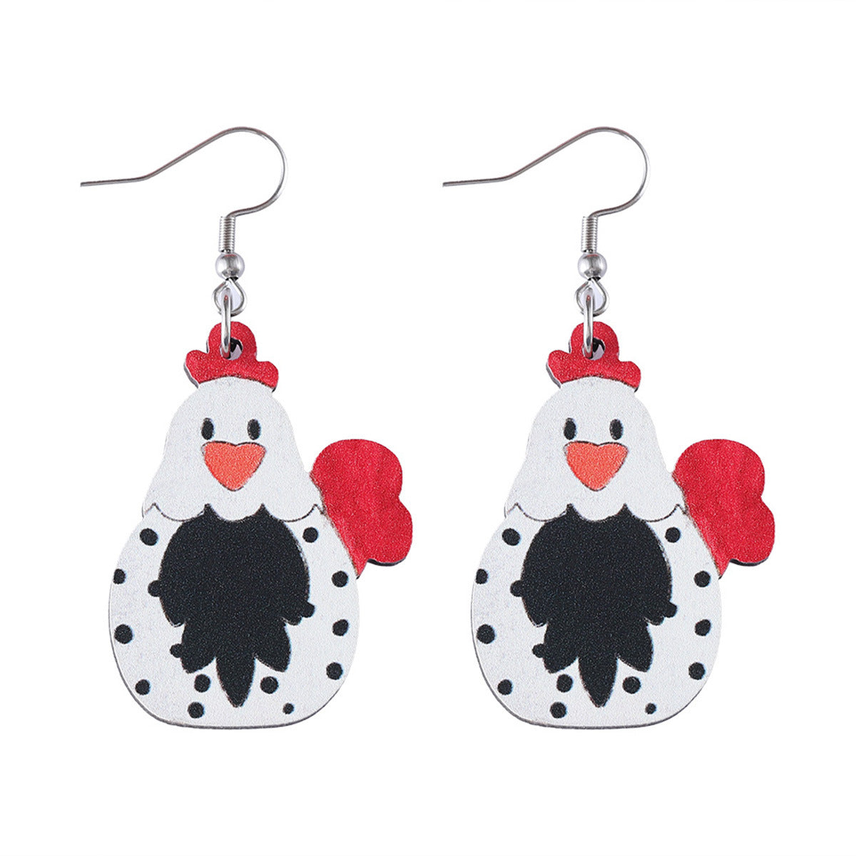 Wholesale Western Style Thanksgiving Day Farm Hen Pendant Wood Earrings ACC-ES-ChuLian028