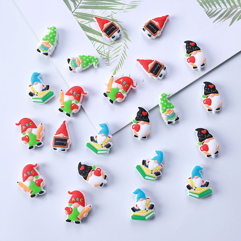 Wholesale 20pcs Cartoon Pencil Teacher Silicone Beads Focal Beads DIY Beading Accessories ACC-BDS-RongFa002