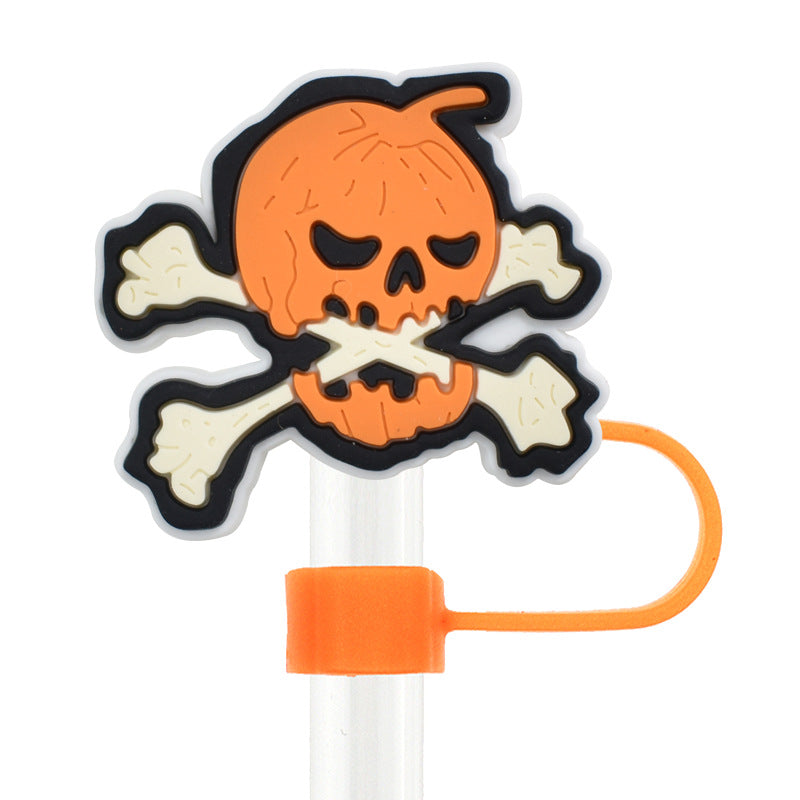 Wholesale Random 100pcs Halloween 10mm PVC Soft Straw Tube Cap ACC-SCR-RYY092