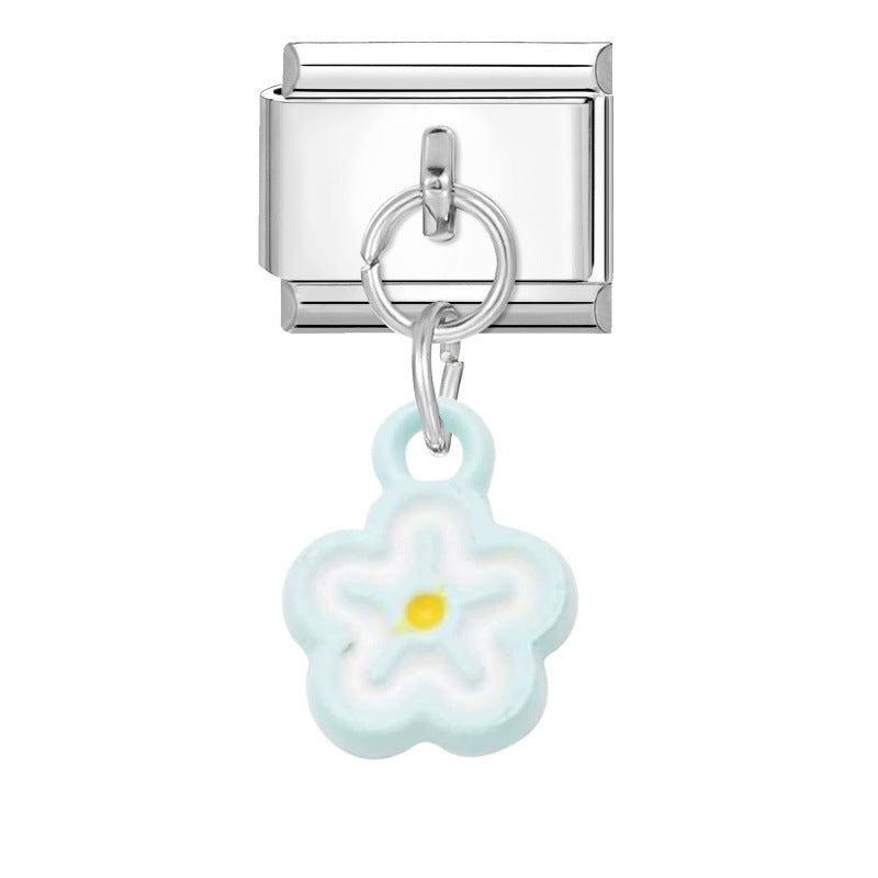 Wholesale Italian Charm Bracelet 9mm DIY Splicing Flower Pendant Stainless Steel Composable Bracelet