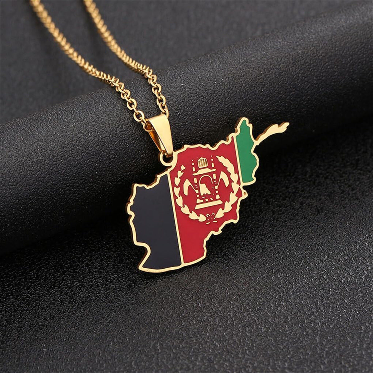 Wholesale  stainless steel Afghanistan map sweater necklace