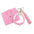 Wholesale  Cartoon Valentine's Day Printed Wooden Beads Pink Card Holder Bracelet PU Leather Tassel Wallet Keychain