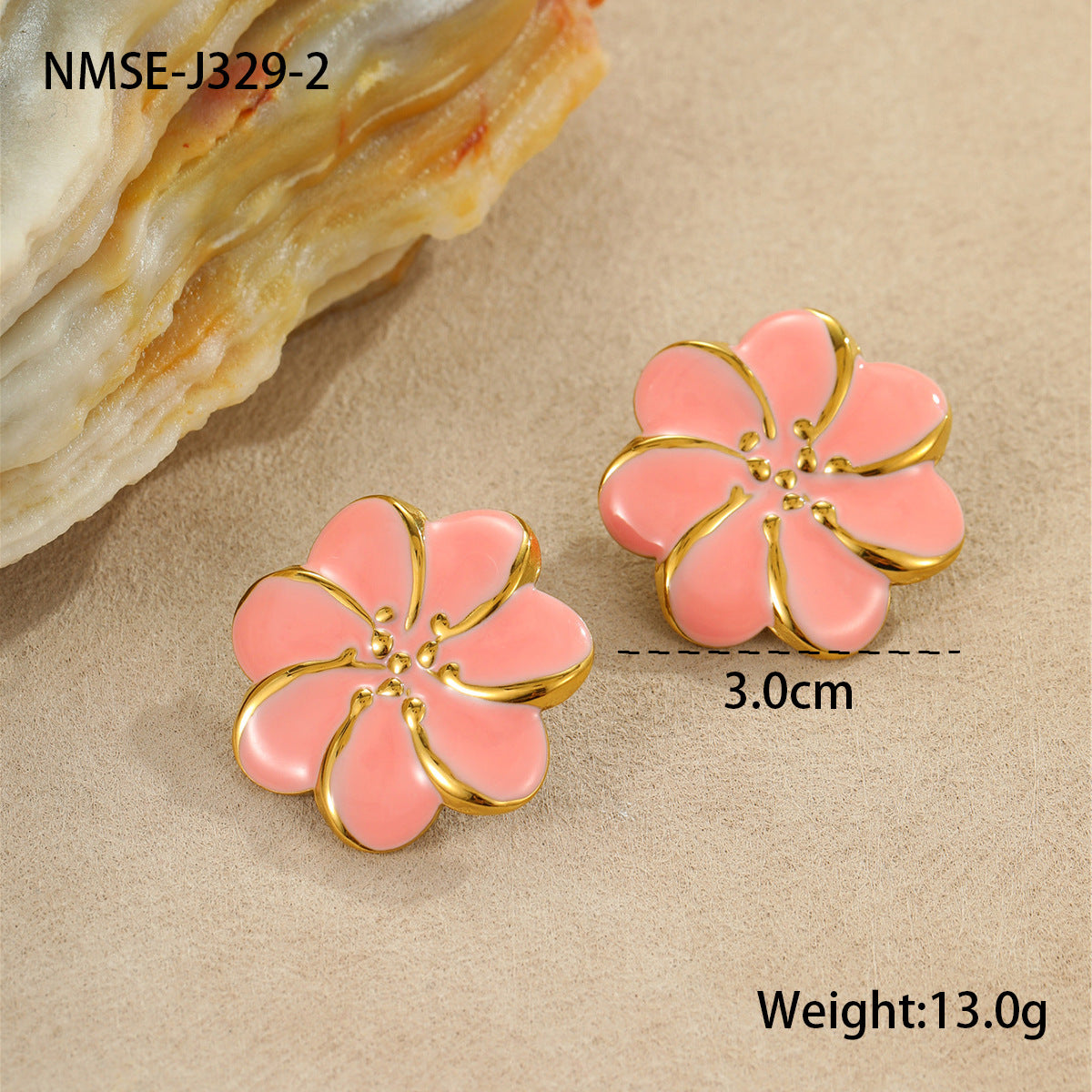 Wholesale Flower oil drop earrings stainless steel ring