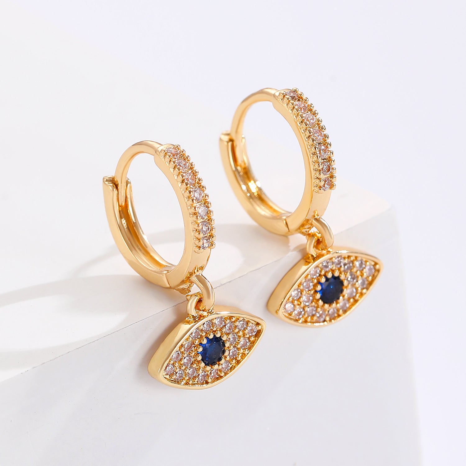 Wholesale Copper Evil Eye Zircon Earrings Trendy Fashion Accessory Boutique Resale
