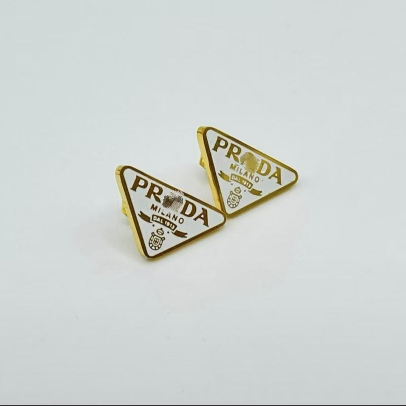 Wholesale ACCVIP Titanium Steel Light Luxury Enamel Inverted Triangle Stud Earrings