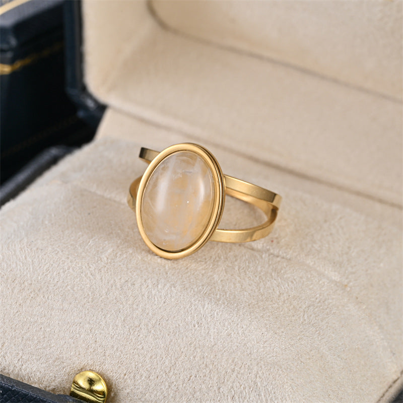 Wholesale Stainless steel natural cut stone ring