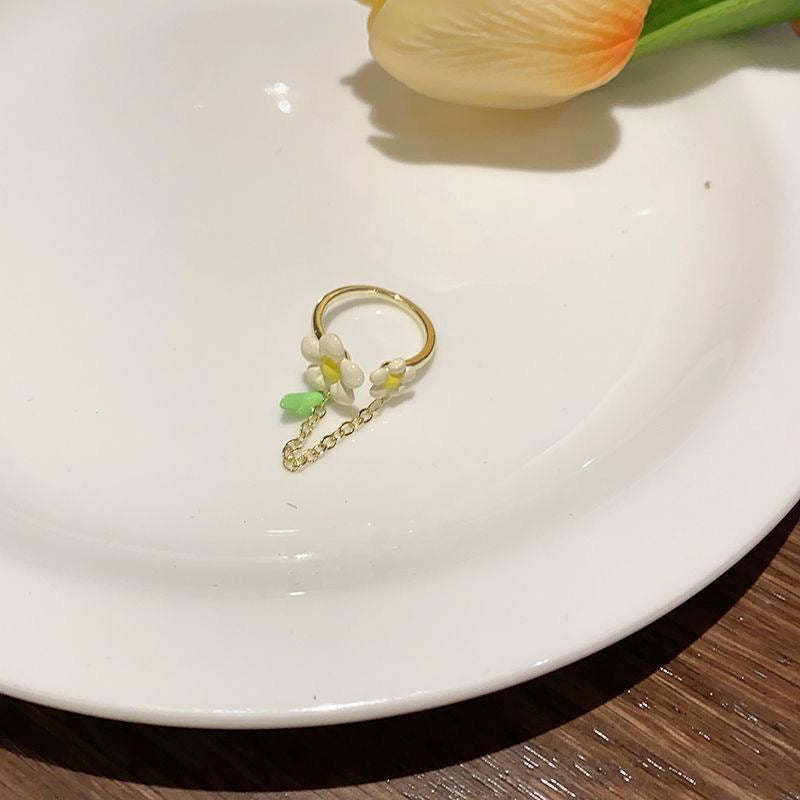Wholesale Summer flower chain tassel ring