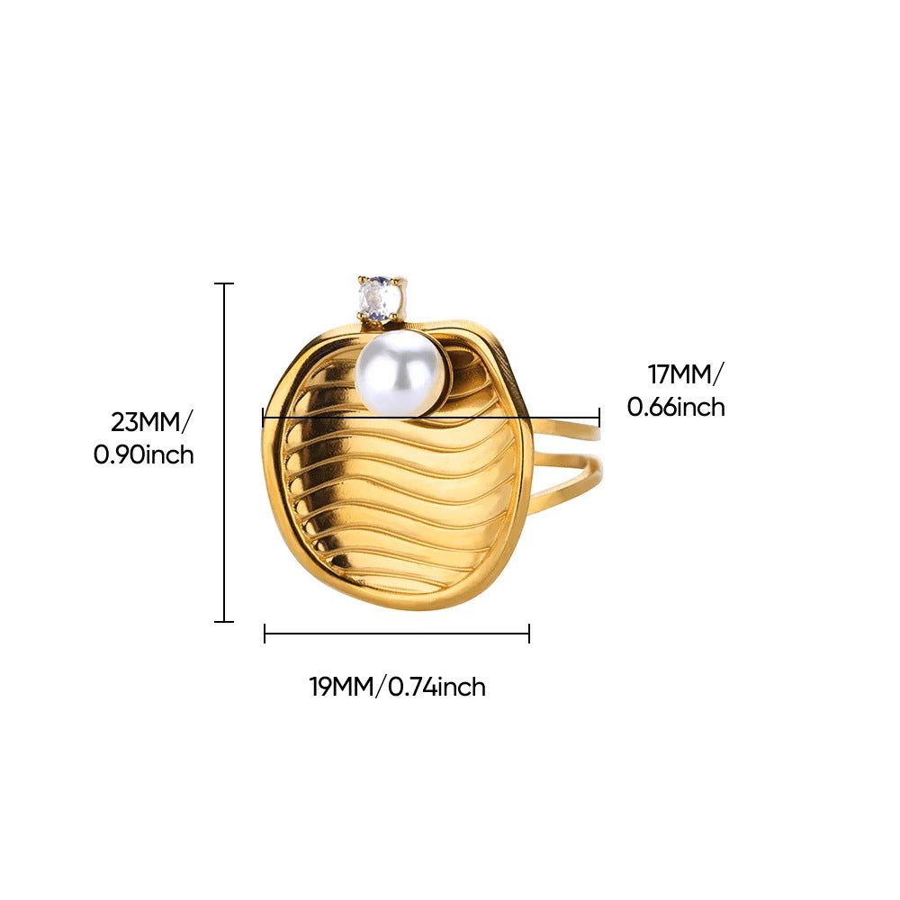 Wholesale Stainless Steel Pearl Starfish Shell Ring