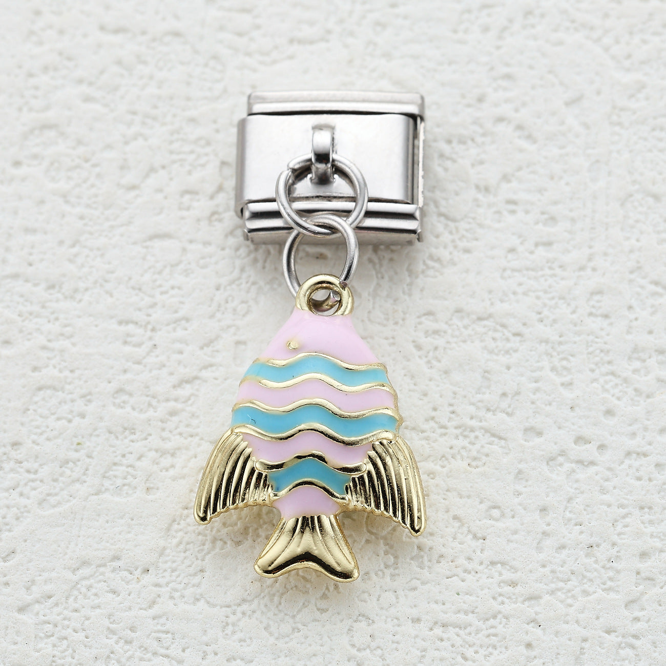 Wholesale 10pcs Italian Charm Bracelet 9mm DIY Splicing Colorful Oil-Drip Tropical Fish Stainless Steel Composable Bracelet