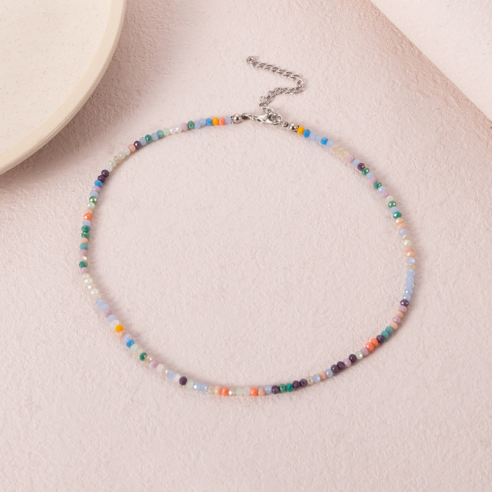 Wholesale Bohemian Short Necklace Handmade Fashion Creative Color Rice Bead Necklace