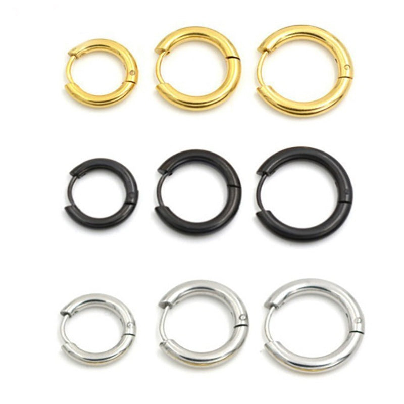 Wholesale  18K titanium steel round earrings