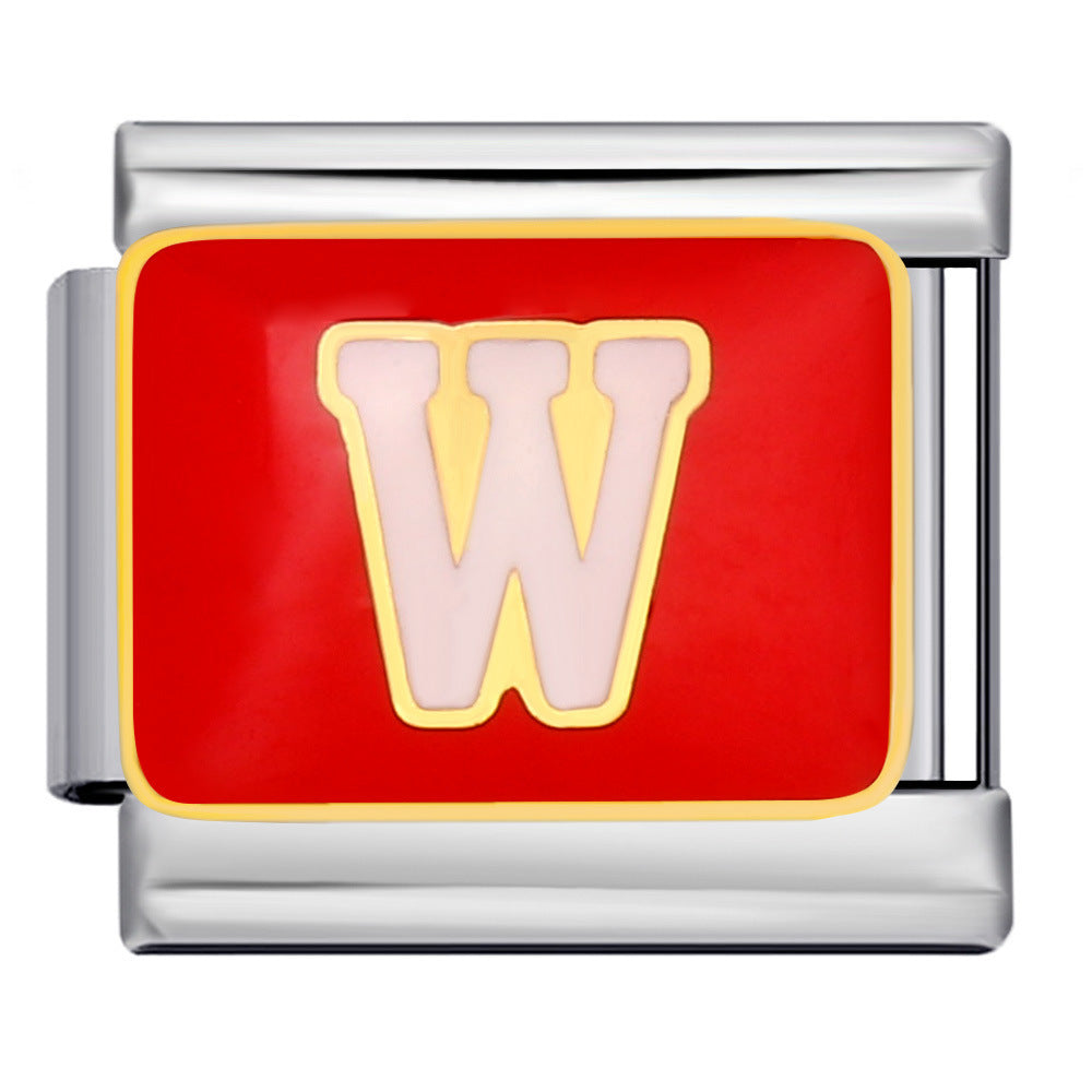 Wholesale Italian Charm Bracelet 9mm DIY colorful drip letter  Creative Stainless Steel Composable Bracelet