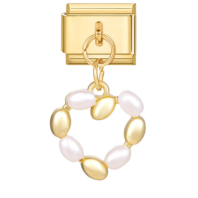 Wholesale  Bow  Italian Charm Bracelet 9mm DIY Creative Gold Bottom Stainless Steel Composable Bracelet