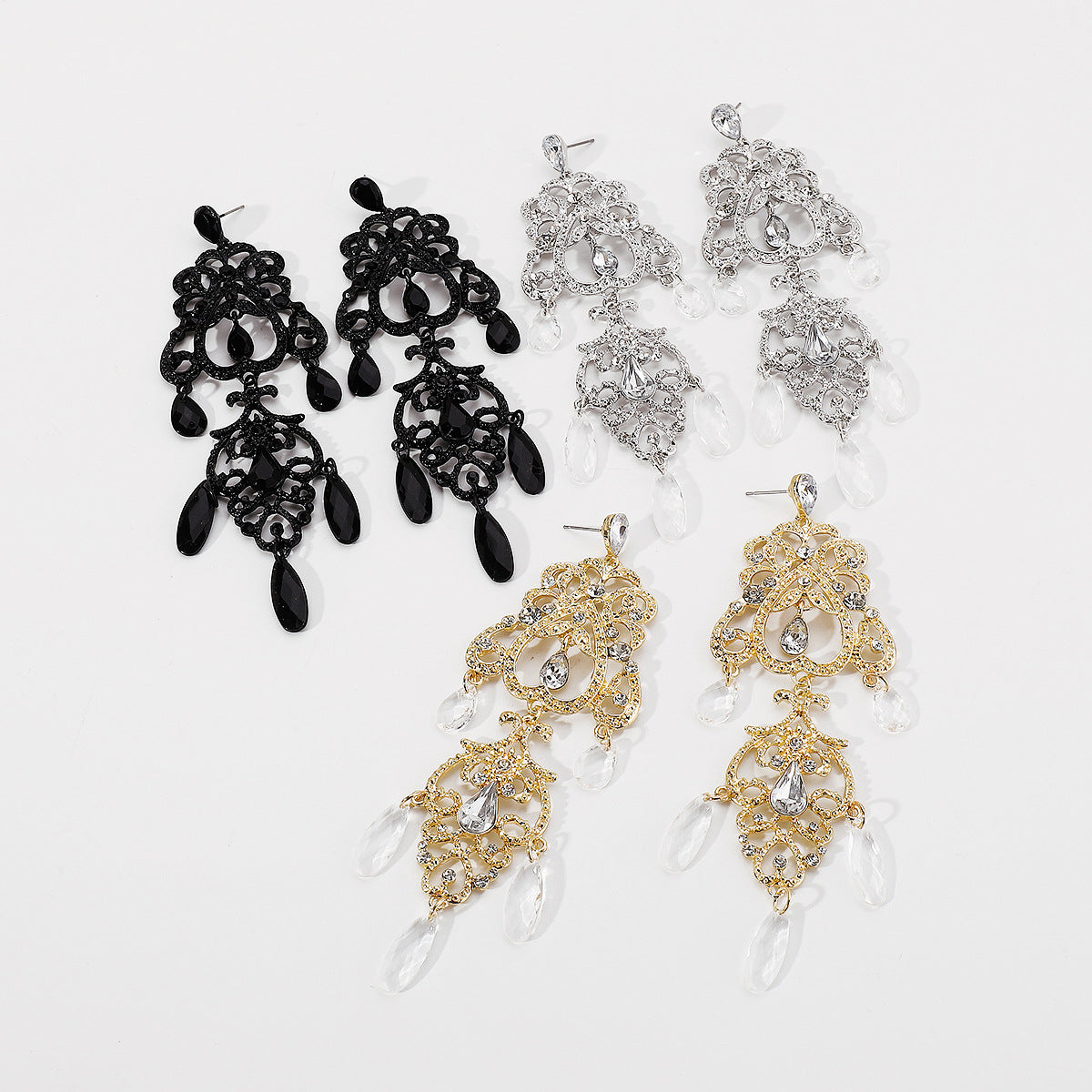Wholesale hollow drop-shaped tassel earrings
