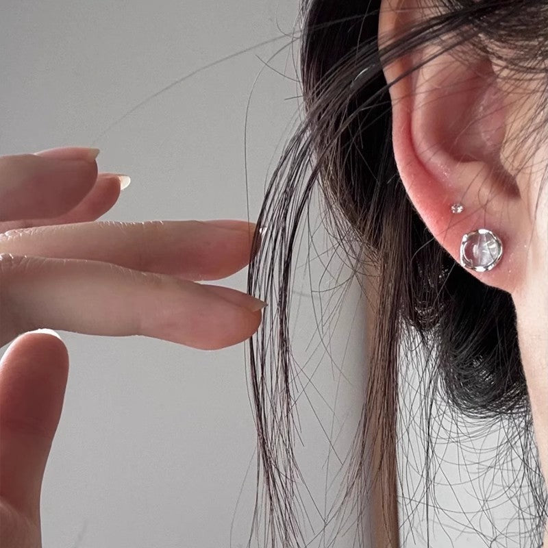 Wholesale  Blue Crystal Round Bead Earrings