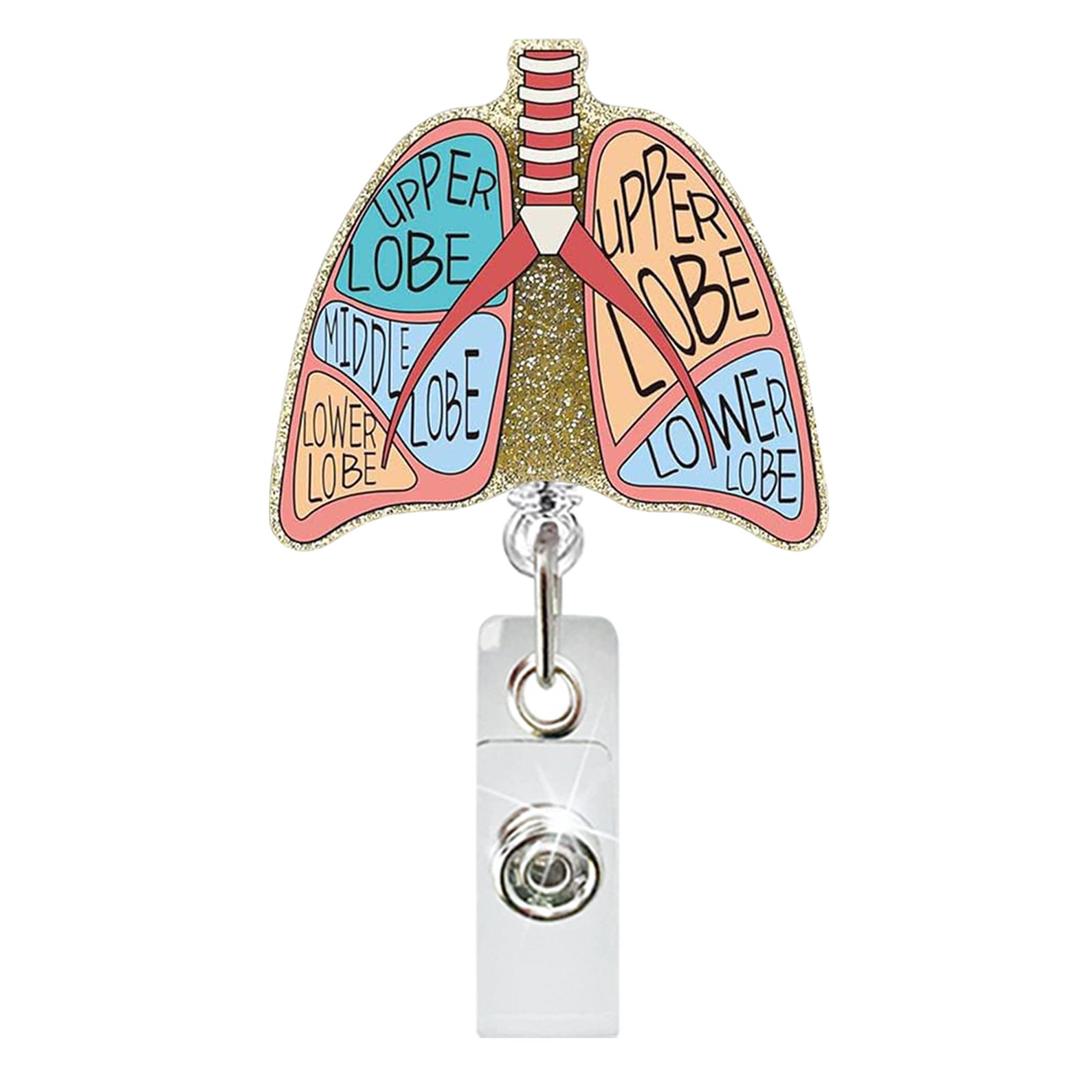 Wholesale Glitter Medical Heart Lung Brain Retractable Badge Reel Boutique ID Holder