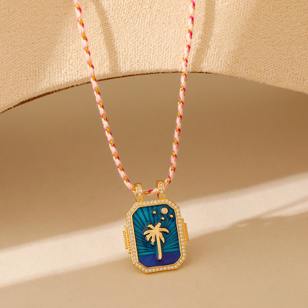 Wholesale Stainless steel Tarot TAROT Necklace with Drill Dropping Oil for Women