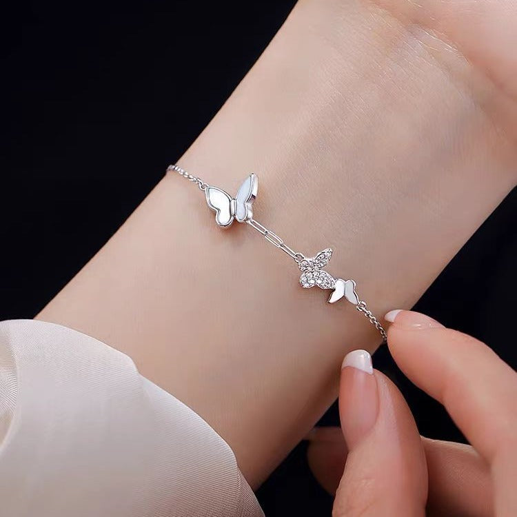 Wholesale S925 Silver White  Butterfly Bracelet