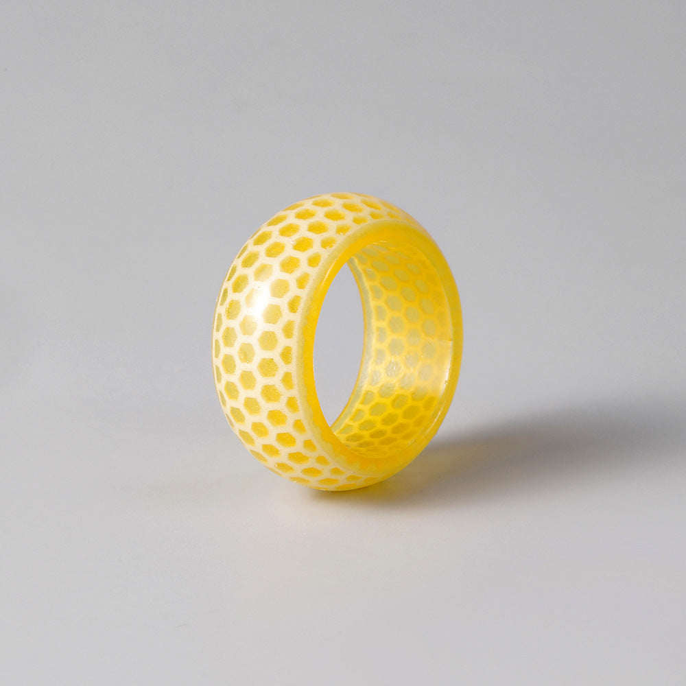 Wholesale Honeycomb Pattern Glow Ring Transparent Resin Men's and Women's Ring Glow Bracelet ACC-RS-ZeXi001